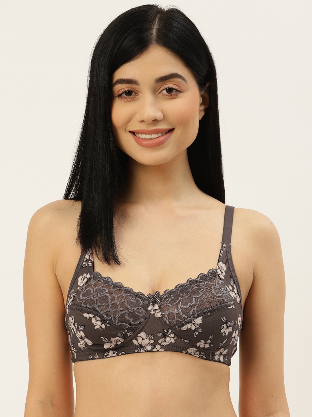 

Leading Lady Brown & Beige Floral Bra