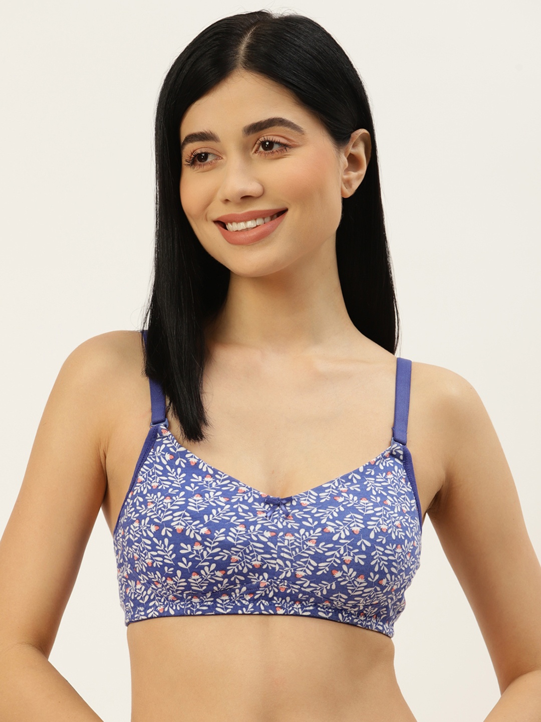 

Leading Lady Blue & White Floral Pure Cotton Bra