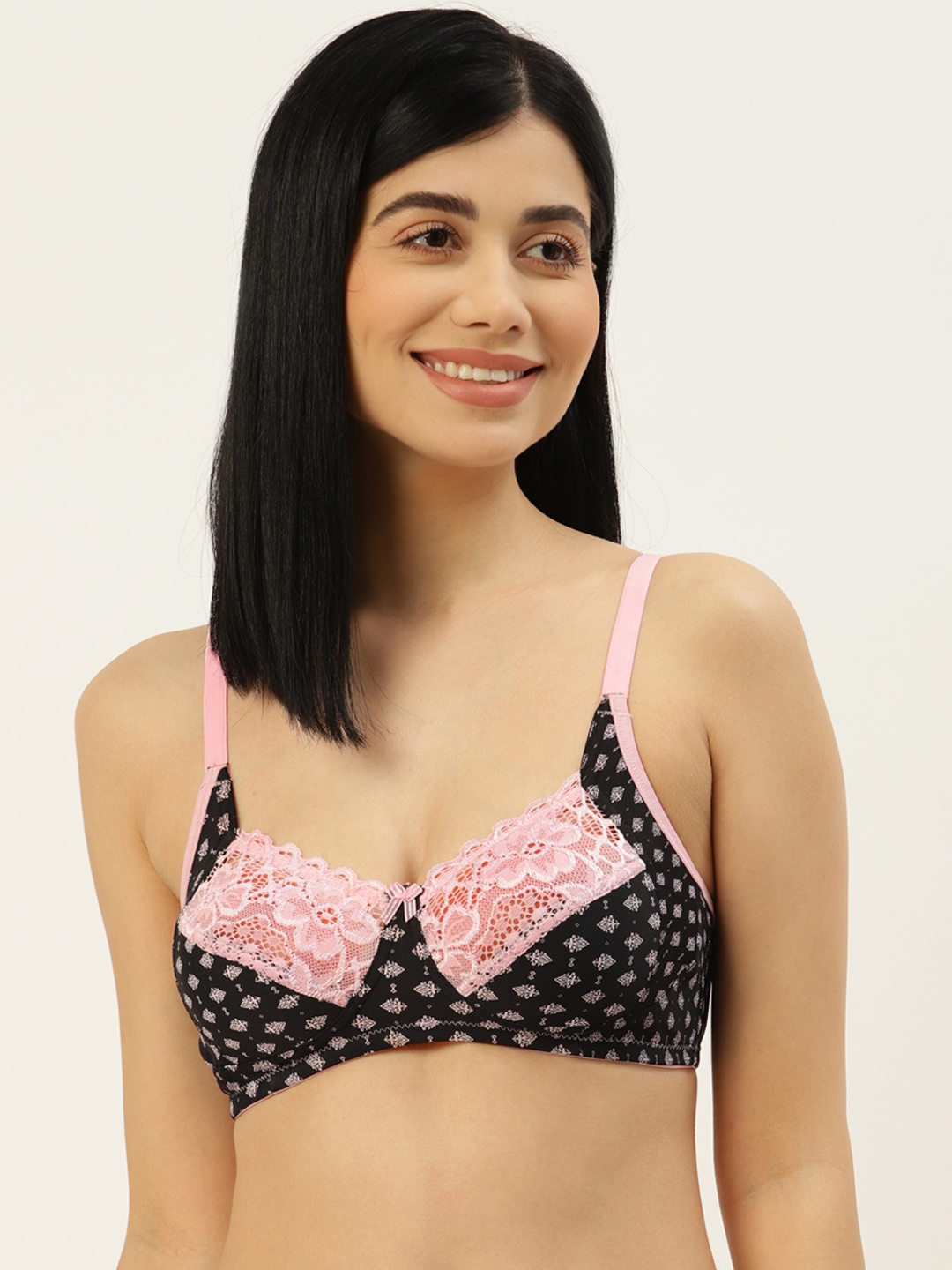 

Leading Lady Black & Pink Abstract Printed Bra