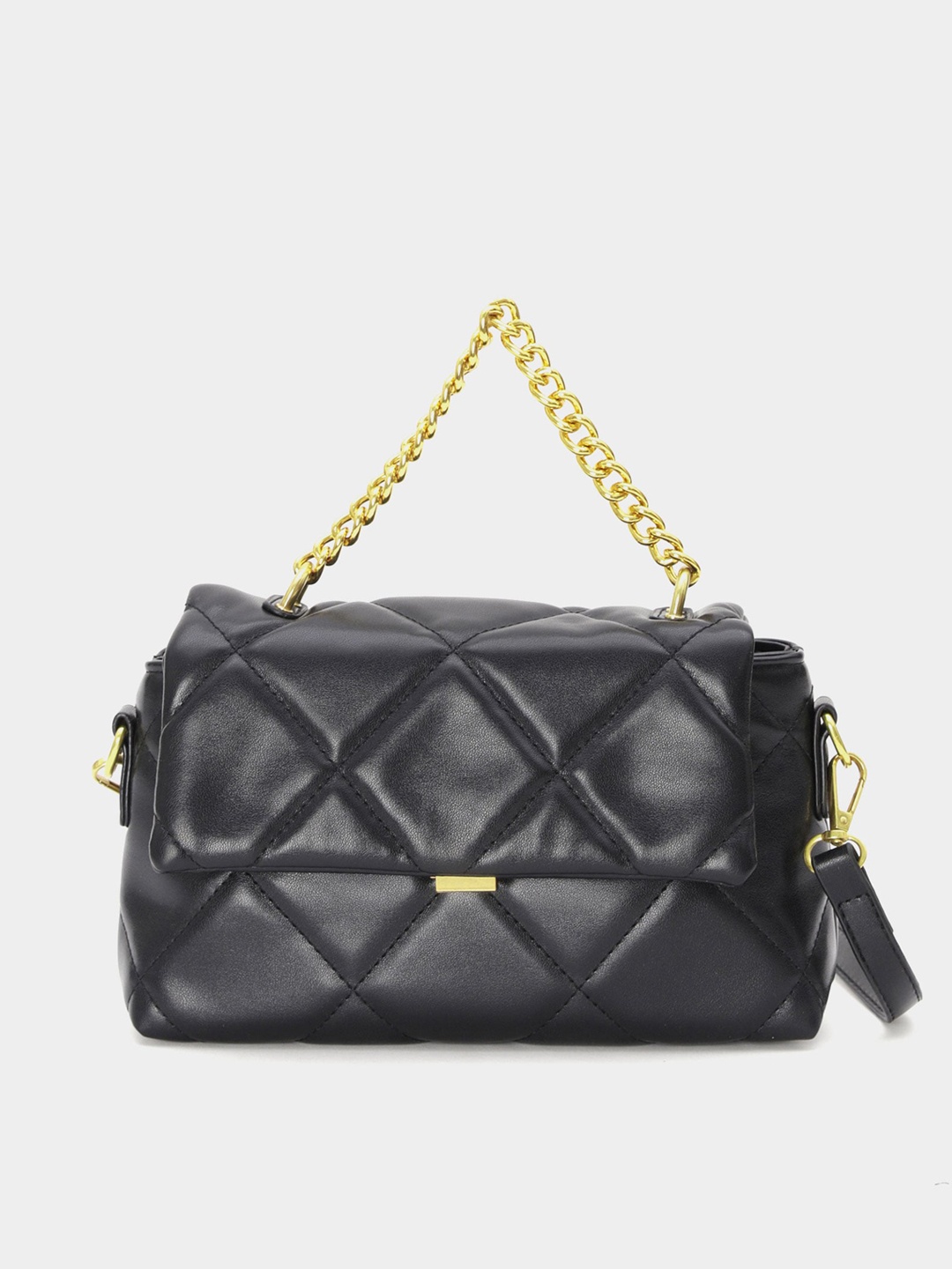 

20Dresses Black Quilted Chain Handle Sling Bag