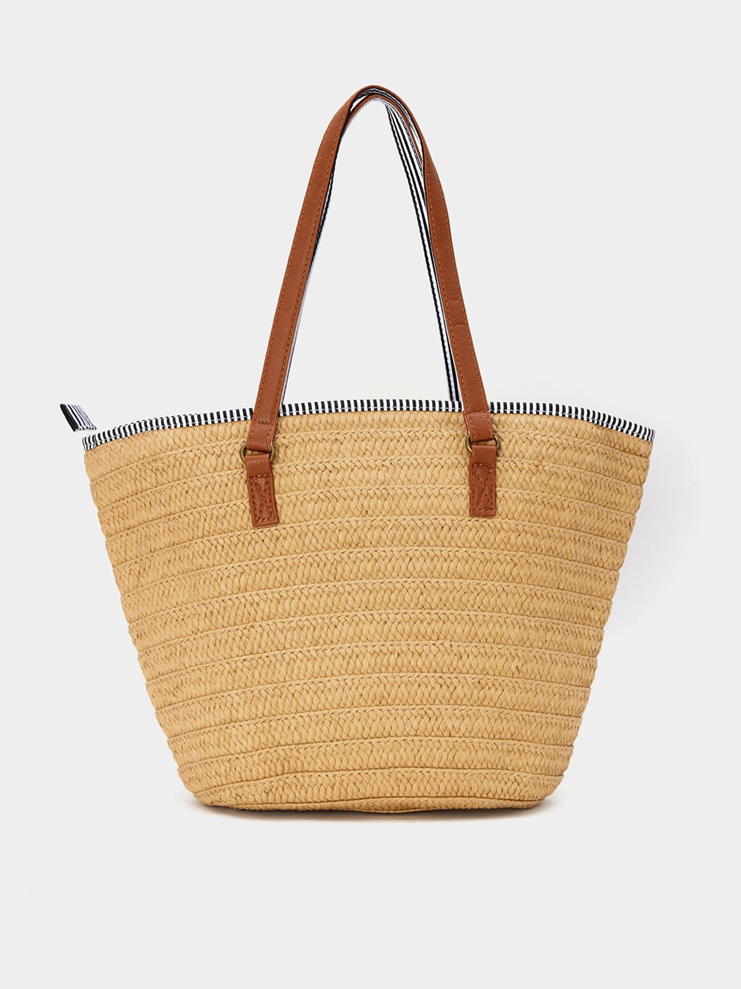 

20Dresses Beige Textured Oversized Structured Tote Bag