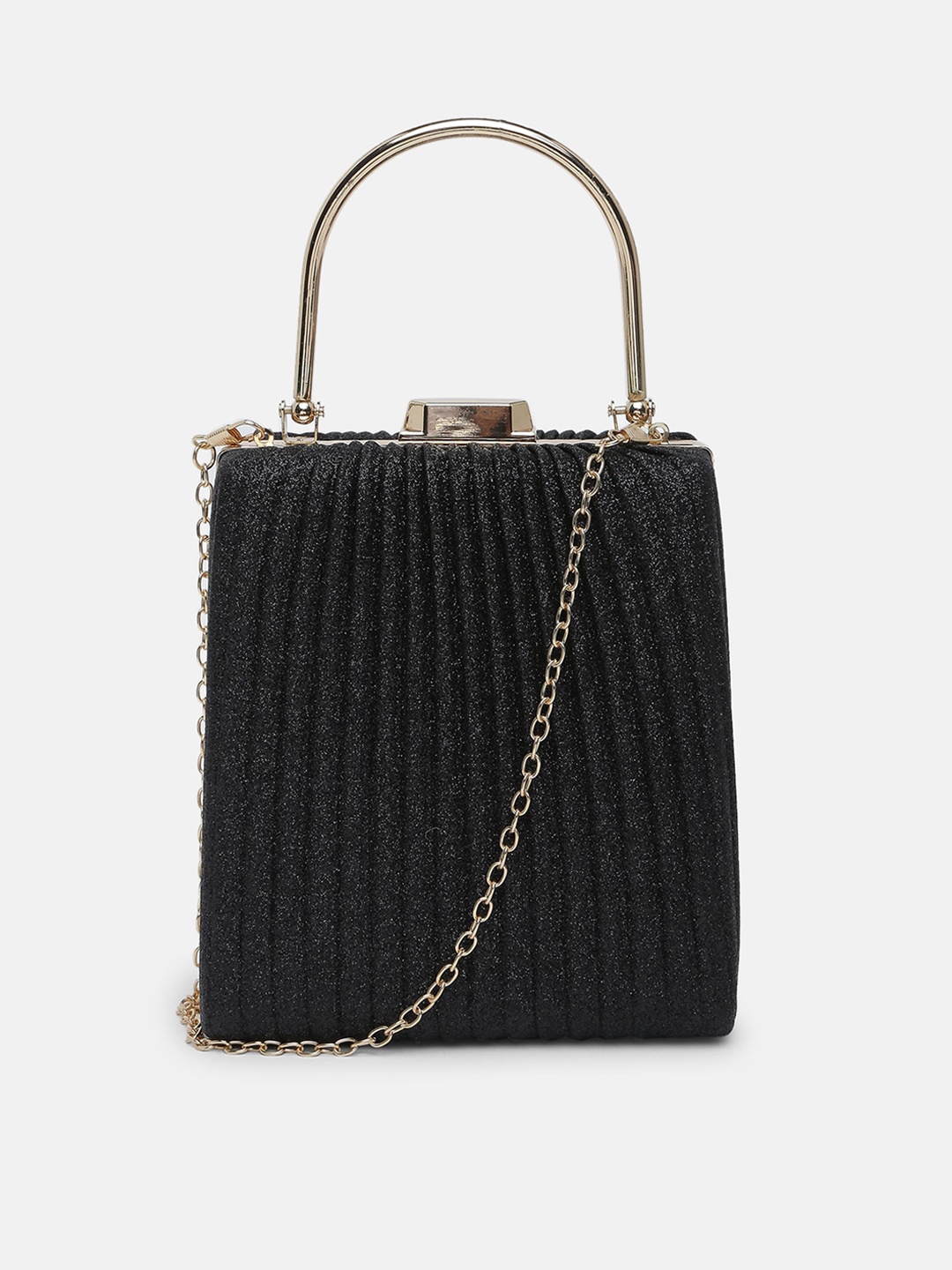 

20Dresses Women Black Textured Embellished Box Clutch