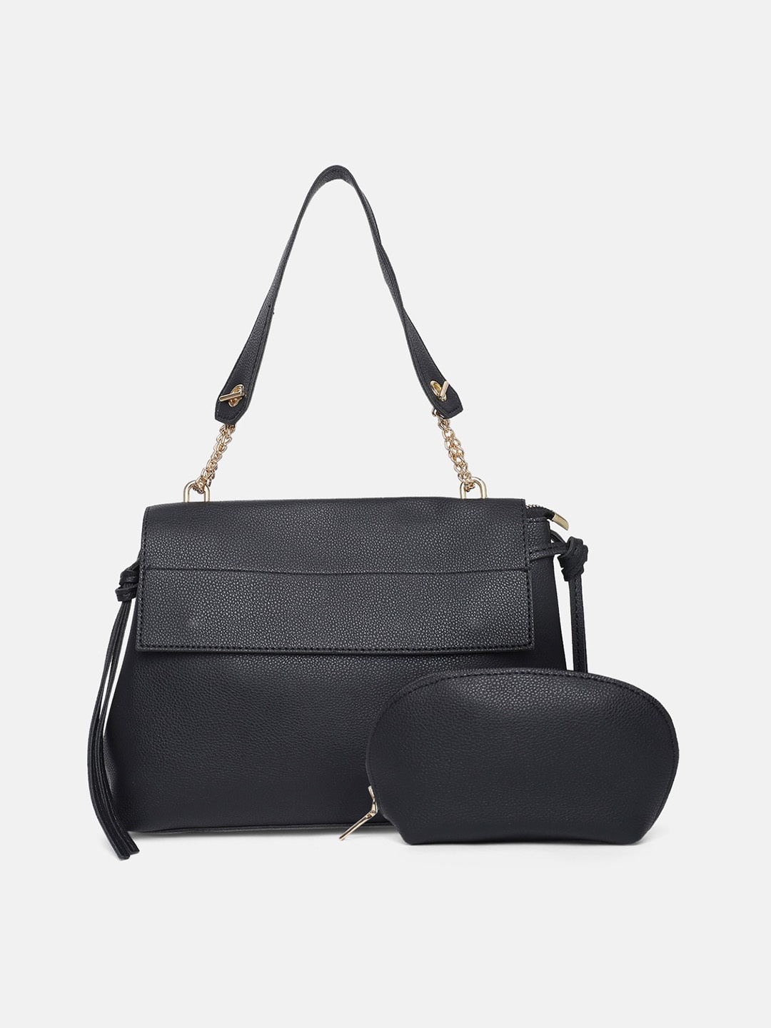 

20Dresses Black Textured Casual Handbag