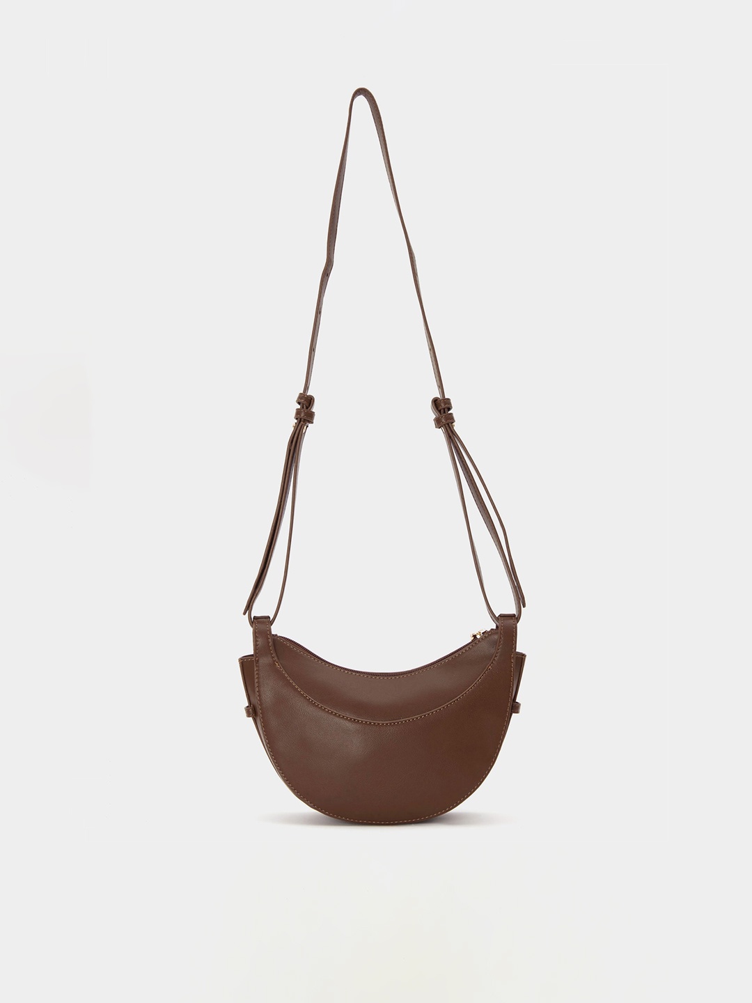 

20Dresses Brown Solid Moon Shape Sling Bag