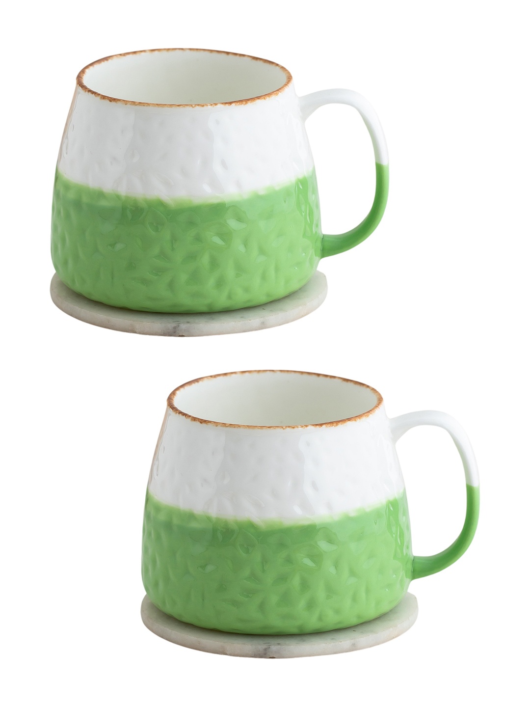 

CLAY CRAFT White & Green Dishwasher &Microwave Safe Fine Ceramic Glossy Mug 350 ml
