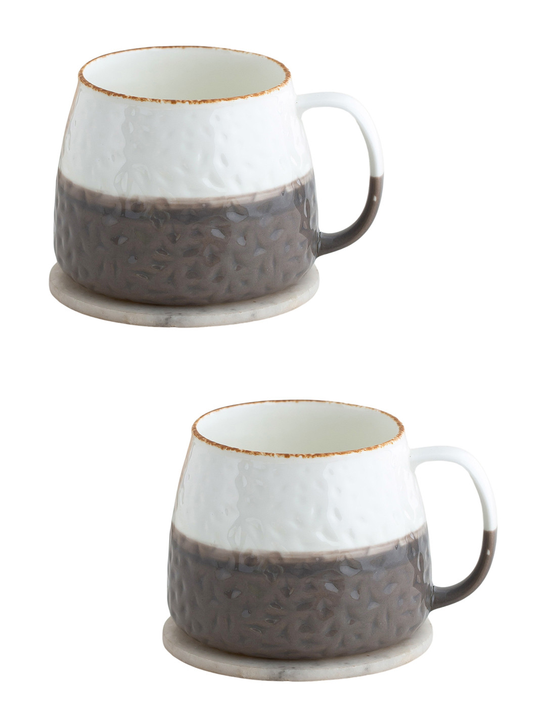 

CLAY CRAFT Set of 2 White Dishwasher &Microwave Safe Fine Ceramic Glossy Mug 350 ml Each
