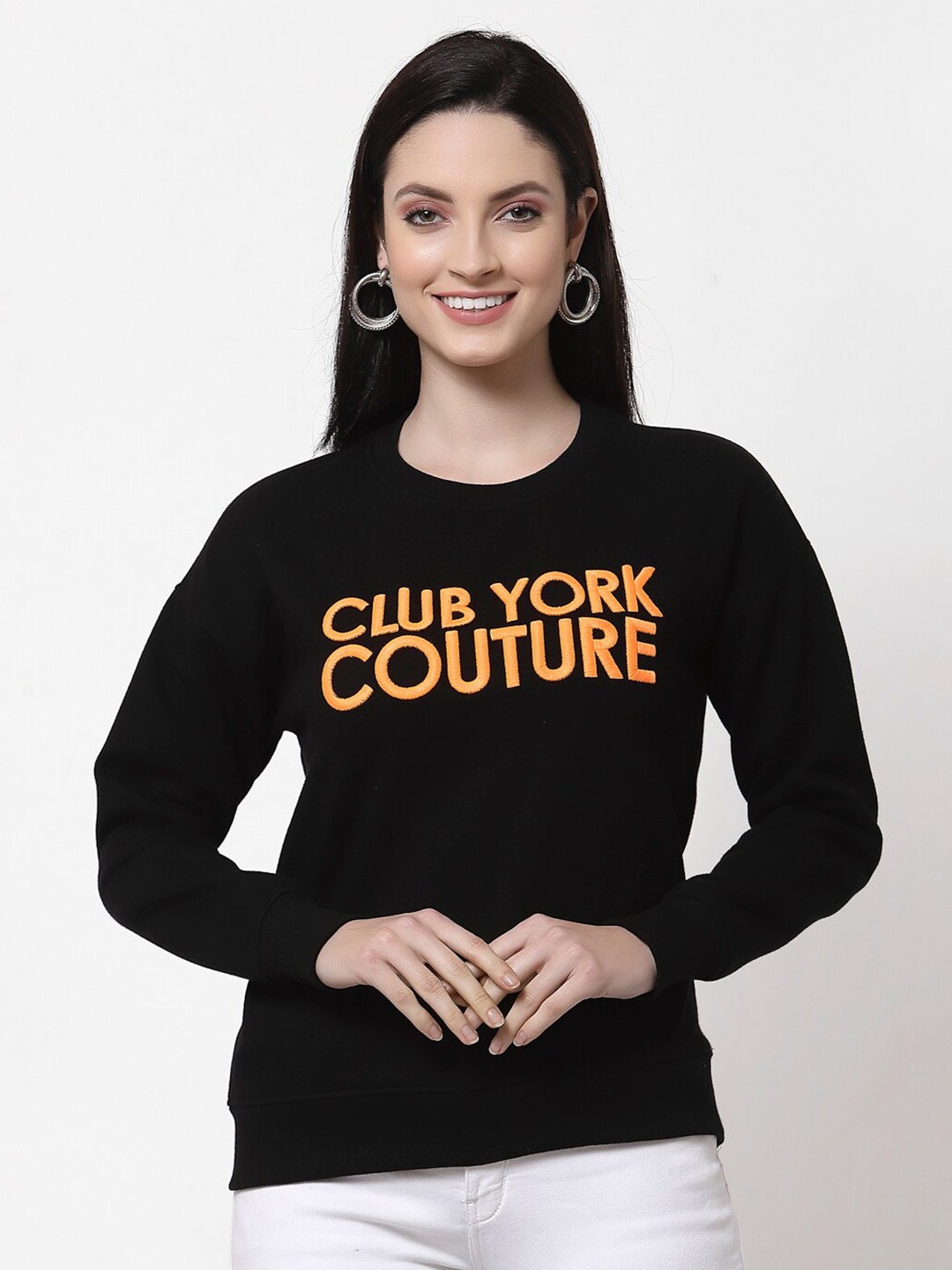 

Club York Women Black Printed Sweatshirt