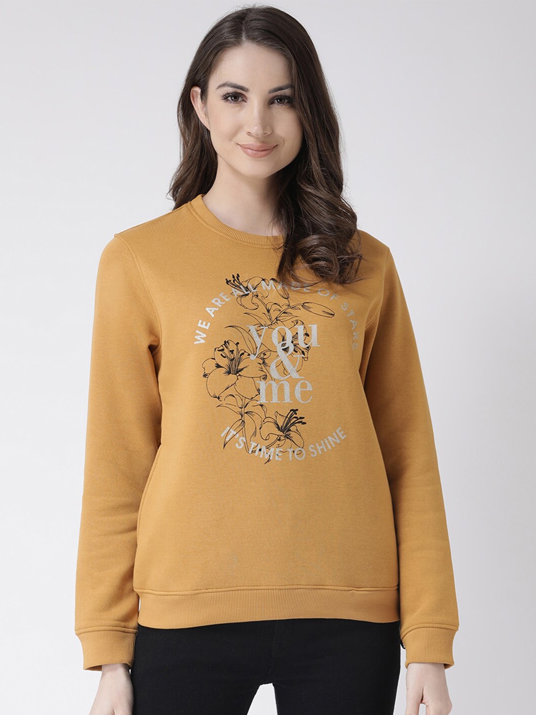 

Club York Women Mustard Printed Sweatshirt