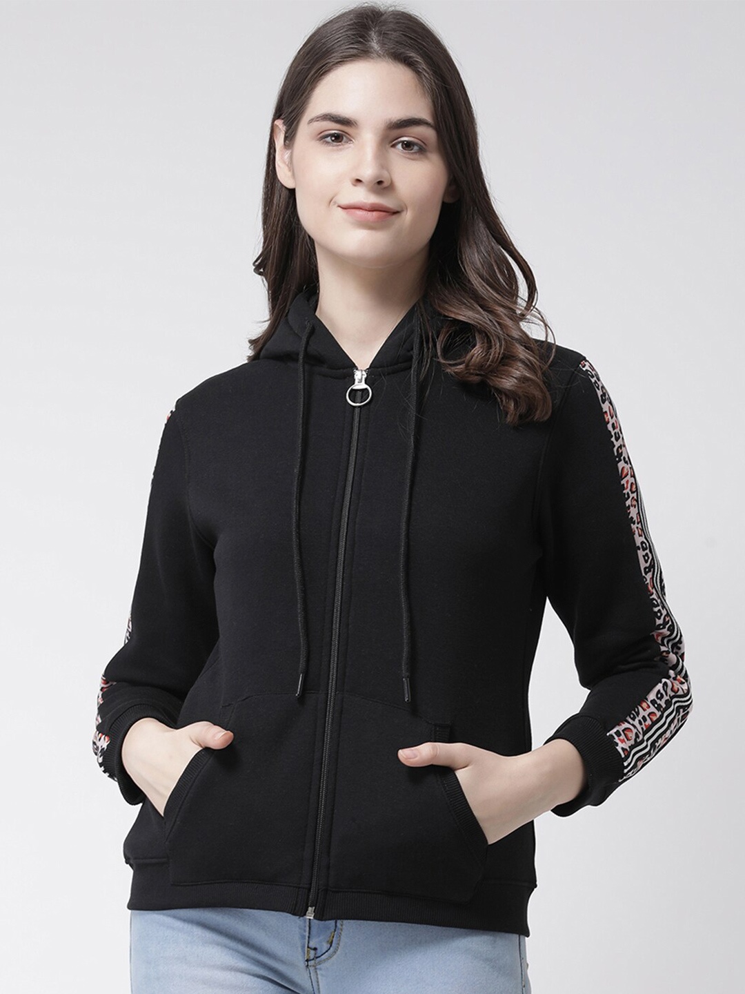 

Club York Women Black Hooded Sweatshirt