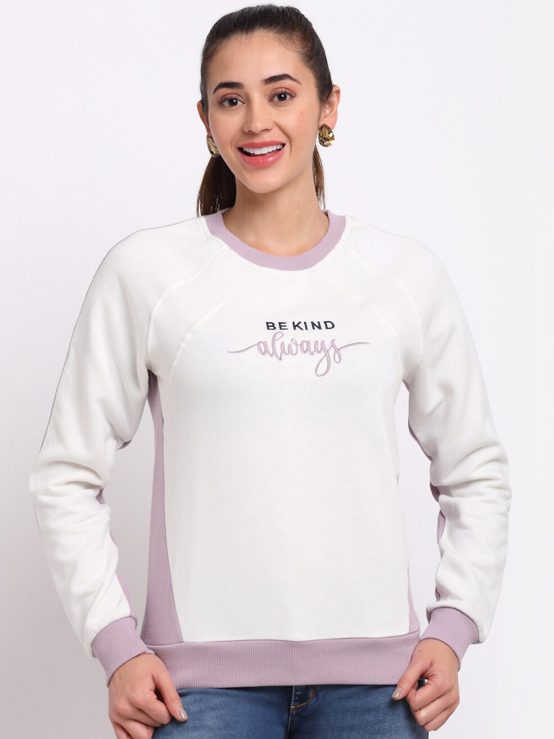 

Club York Women Off White Printed Sweatshirt