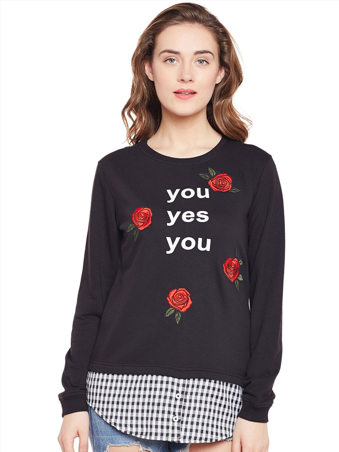 

Club York Women Black Printed Sweatshirt