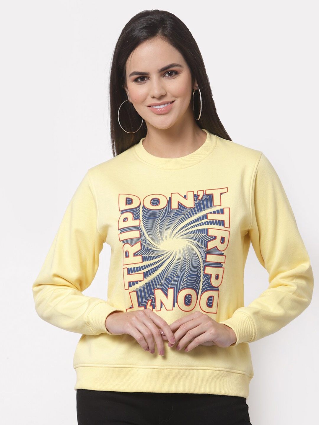 

Club York Women Yellow Printed Sweatshirt