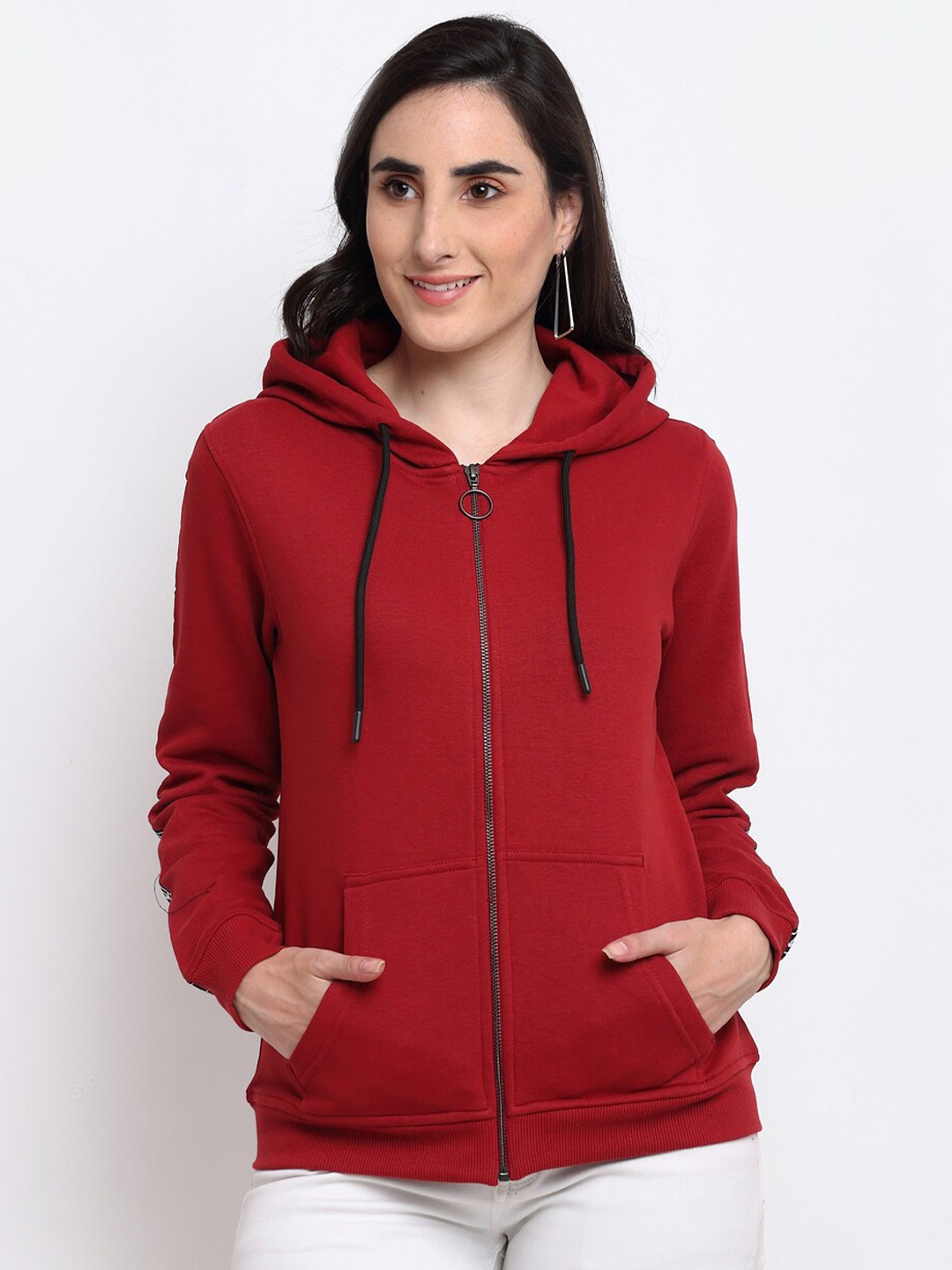 

Club York Women Maroon Hooded Sweatshirt