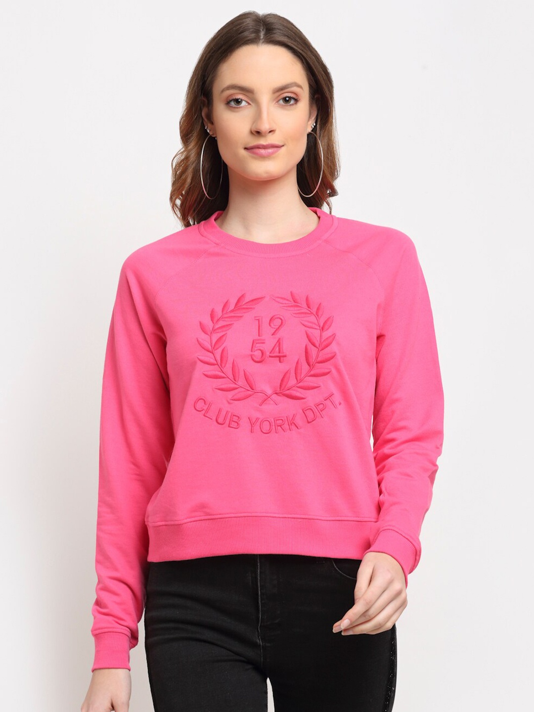 

Club York Women Pink Printed Sweatshirt