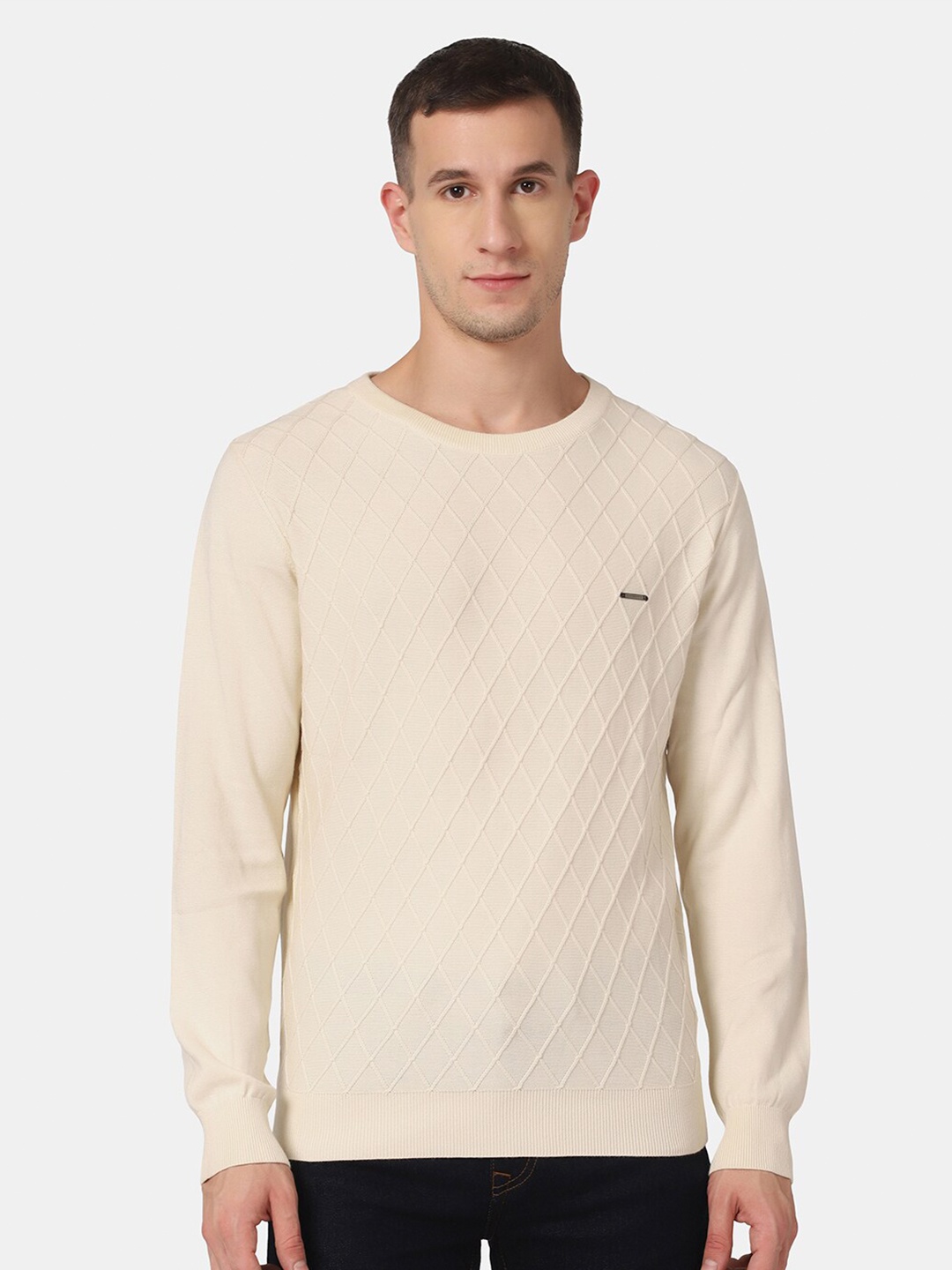 

Blackberrys Men Off White Checked Pullover