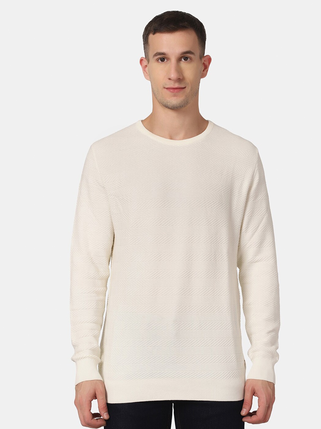 

Blackberrys Men Off White Solid Sweater