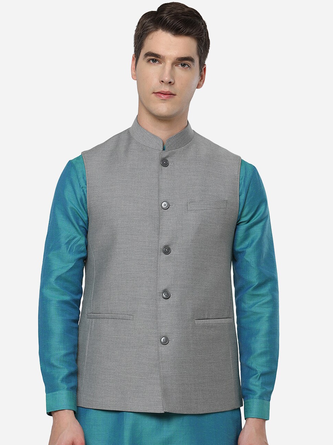 

JADE BLUE Men Grey Tailored Jacket