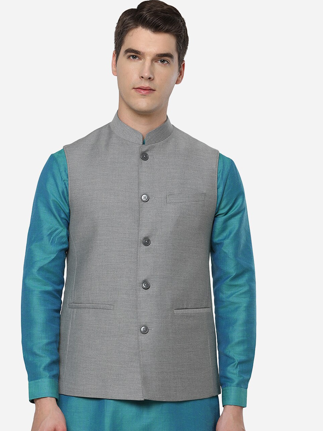 

JADE BLUE Men Grey Tailored Jacket