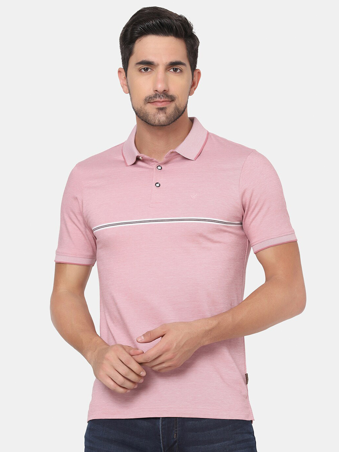 

Blackberrys Men Pink Polo Collar Slim Fit T-shirt