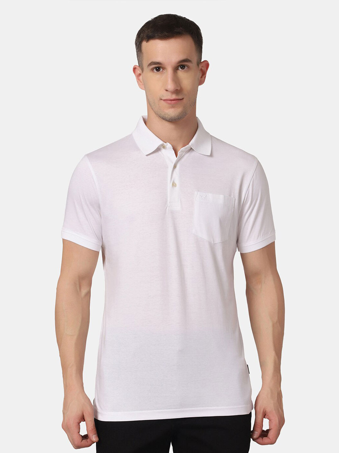

Blackberrys Men White Solid Polo Collar Slim Fit T-shirt