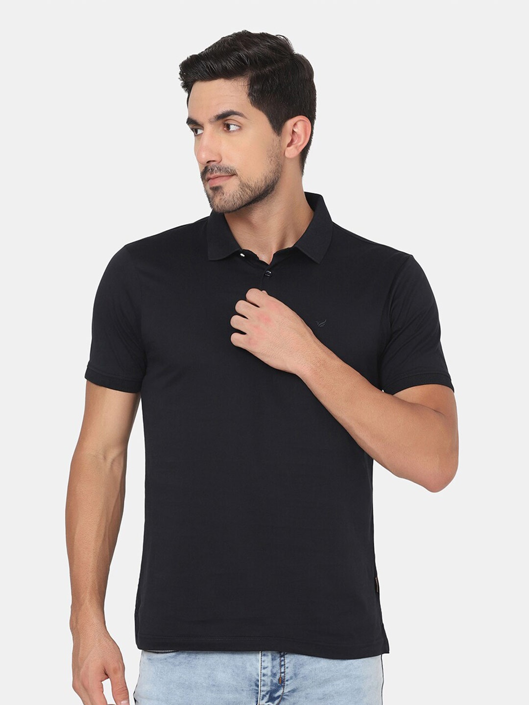 

Blackberrys Men Navy Blue Polo Collar Slim Fit T-shirt