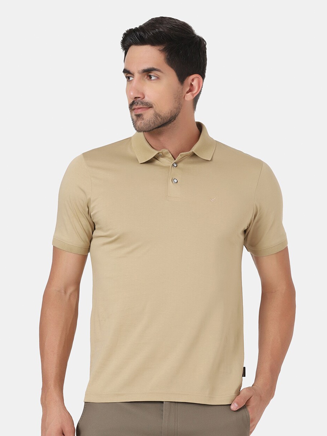 

Blackberrys Men Beige Polo Collar Slim Fit T-shirt