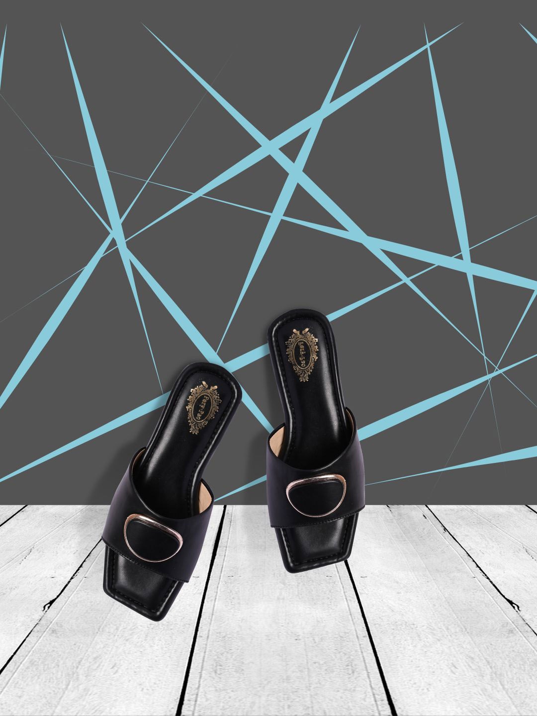 

PERY PAO Women Black Textured Open Toe Flats with Buckles