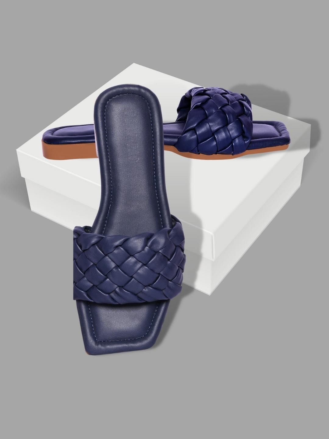 

PERY PAO Women Navy Blue Open Toe Flats