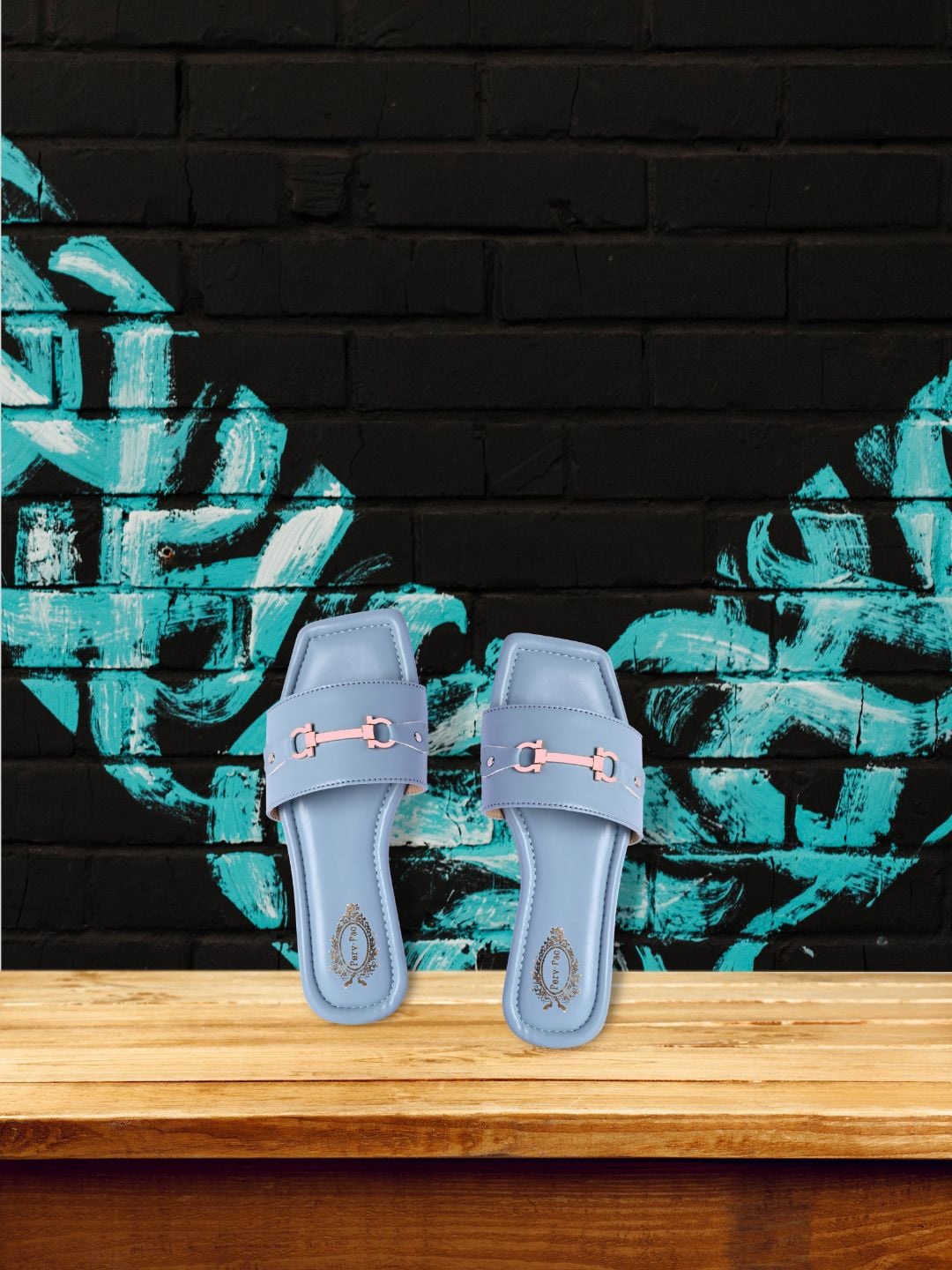 

PERY PAO Women Blue Embellished Open Toe Flats With Bows