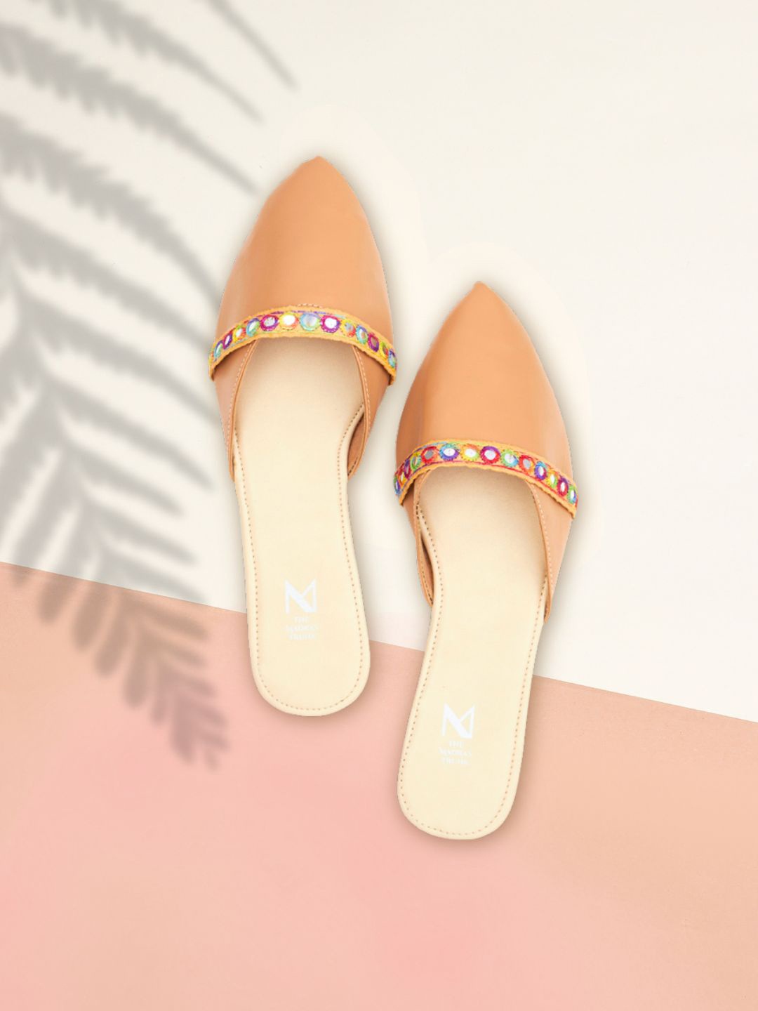 

THE MADRAS TRUNK Women Beige Mules Flats