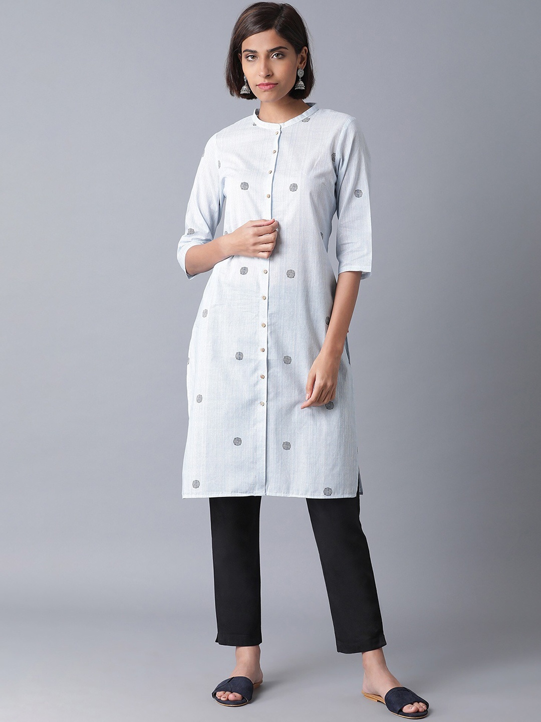 

W Women Blue Indie Prints Pathani Kurta