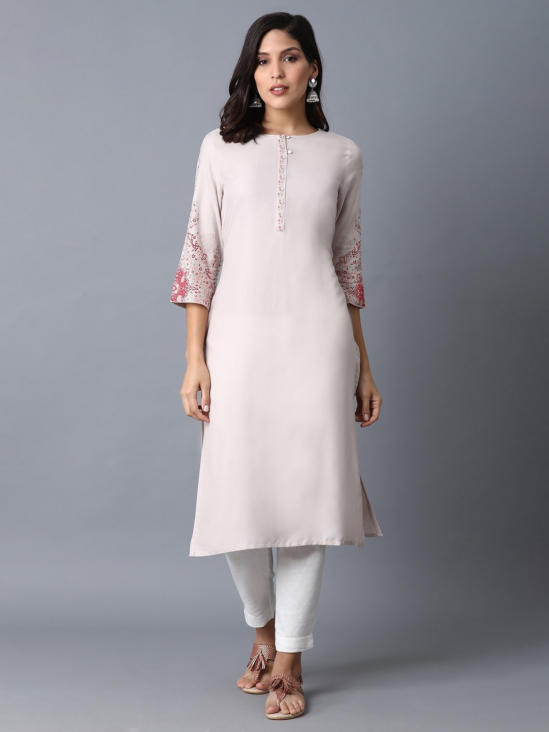 

W Women Pink Thread Work Pastels Kurta
