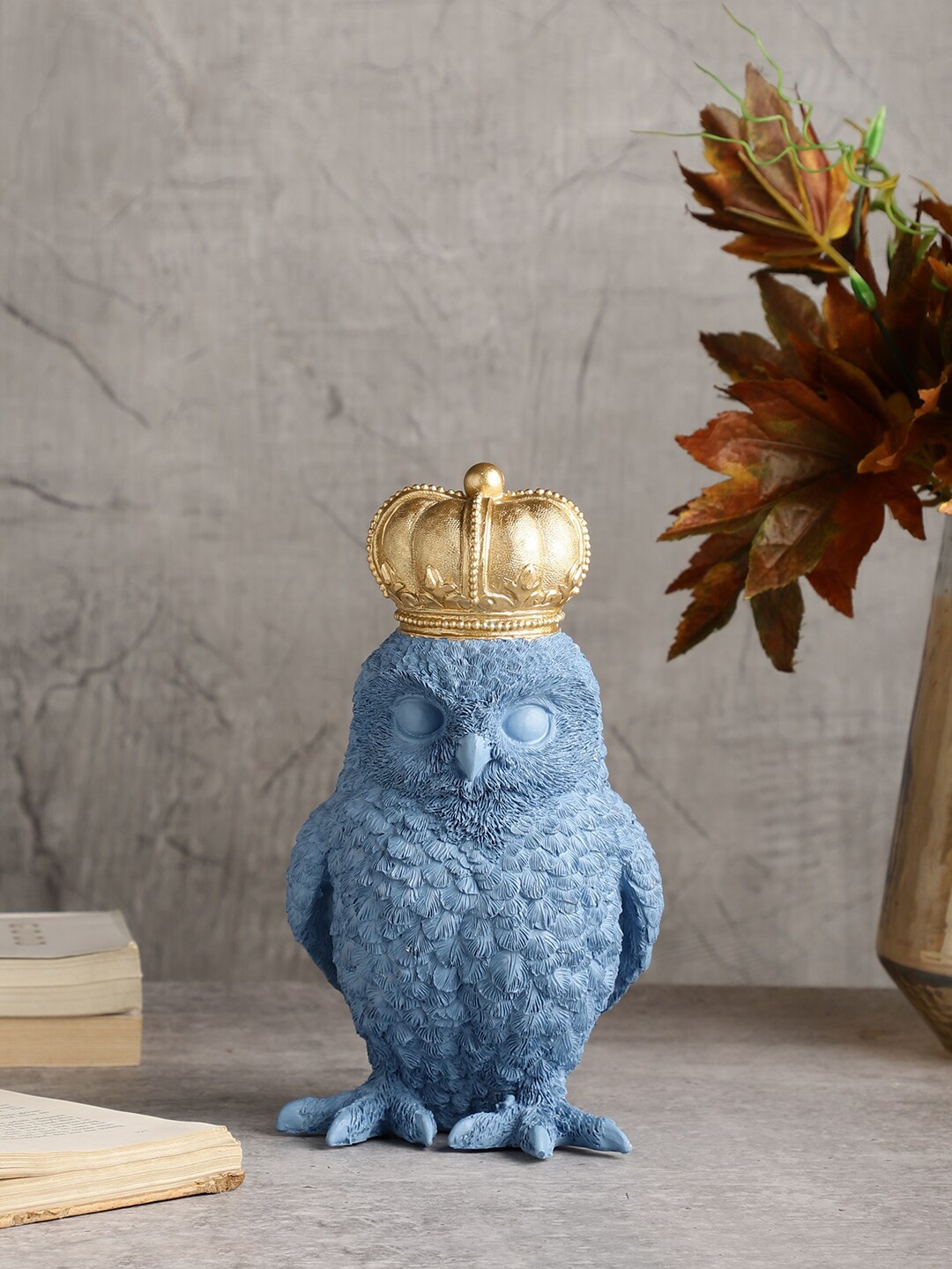 

OddCroft Blue Gold-Toned Royal Owl Sculpture Showpiece