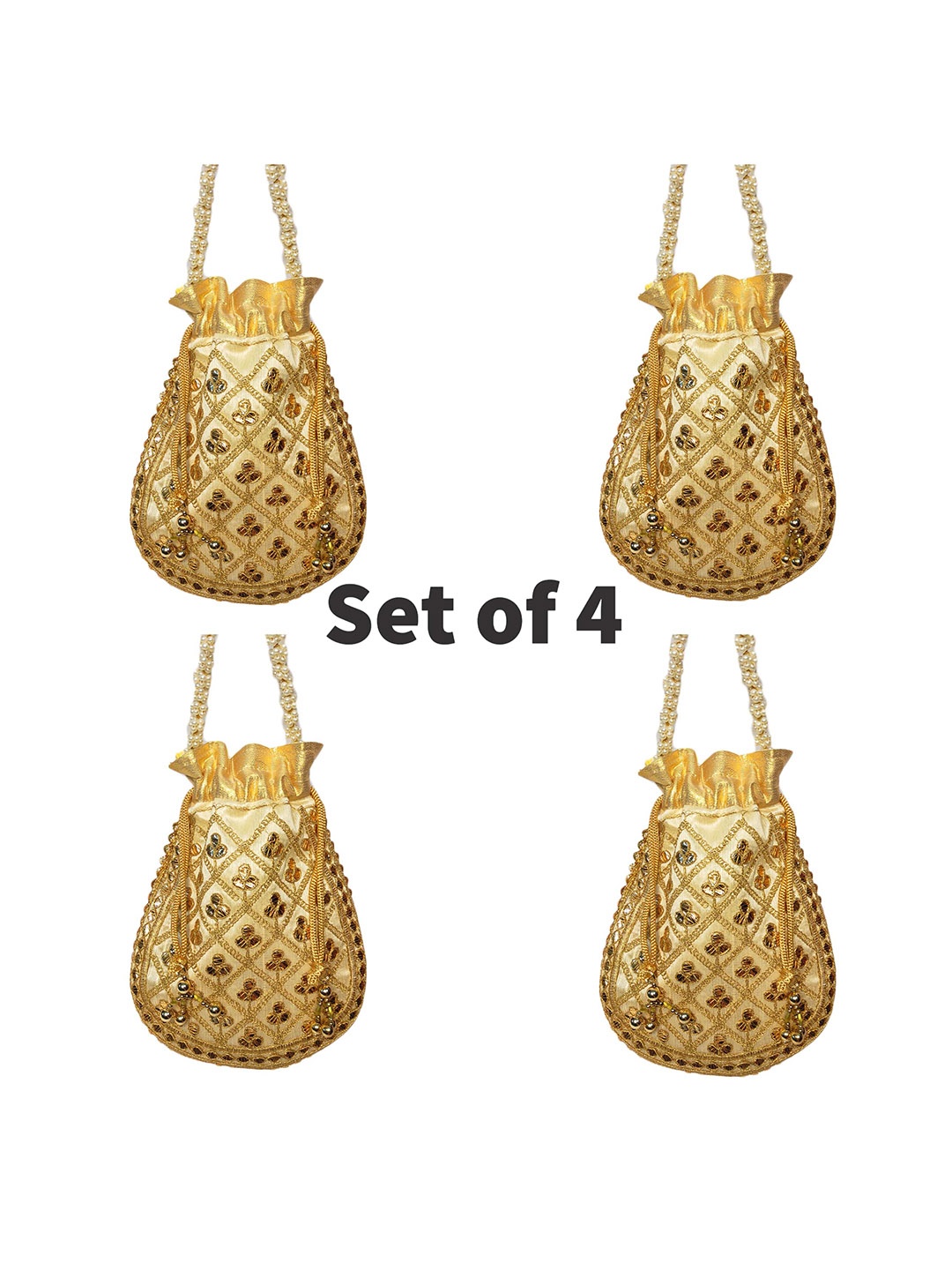 

CRAYTON Set of 4 Gold-Toned Embroidered Potli Clutch