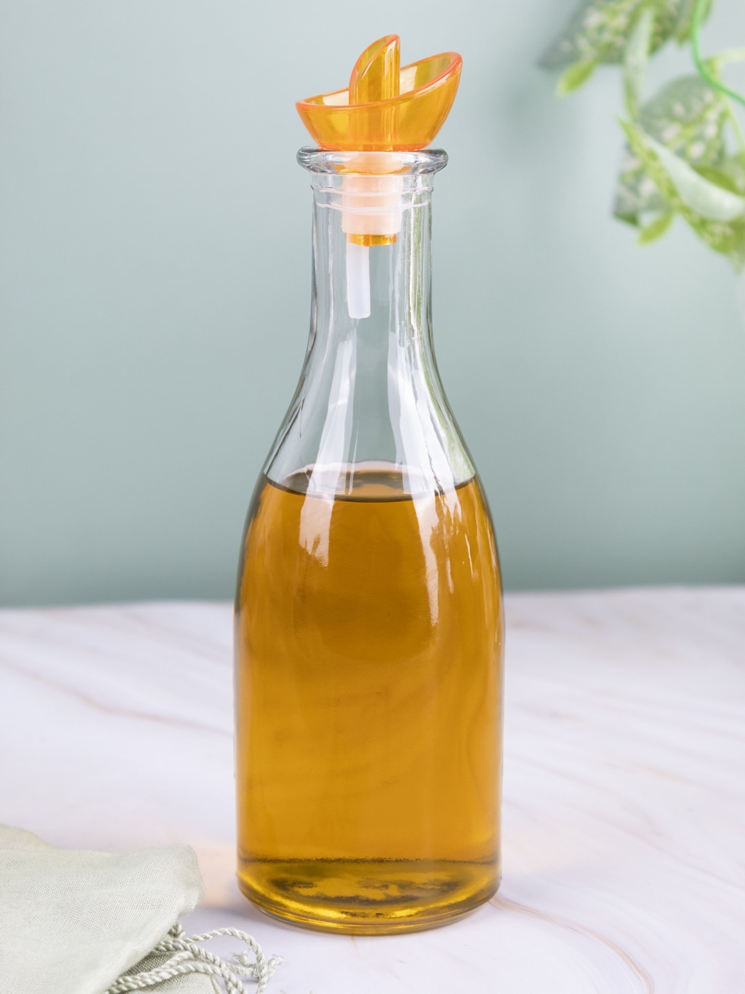 

MARKET99 Transparent & Orange Colored Glass Kitchen Oil Dispenser 280ml