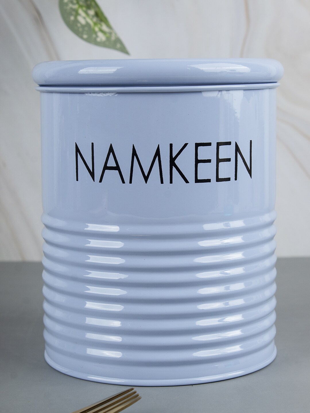 

MARKET99 Blue Textured Dishwasher safe Metal Storage Canister 1.7 L