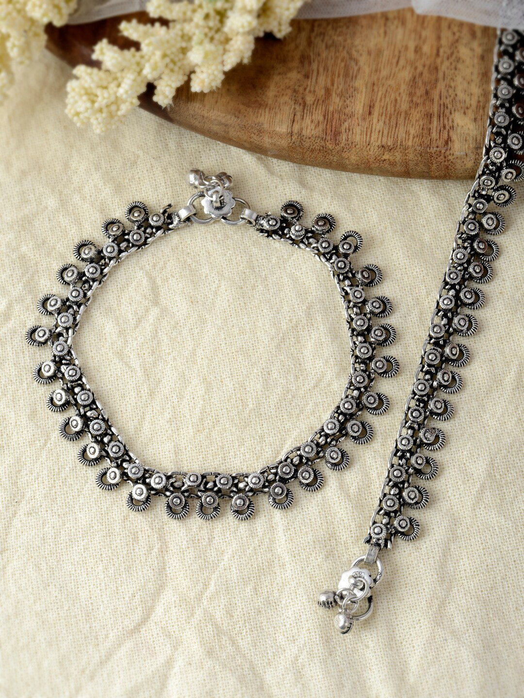 

Silvermerc Designs Set Of 2 Oxidised Silver-Plated Anklets