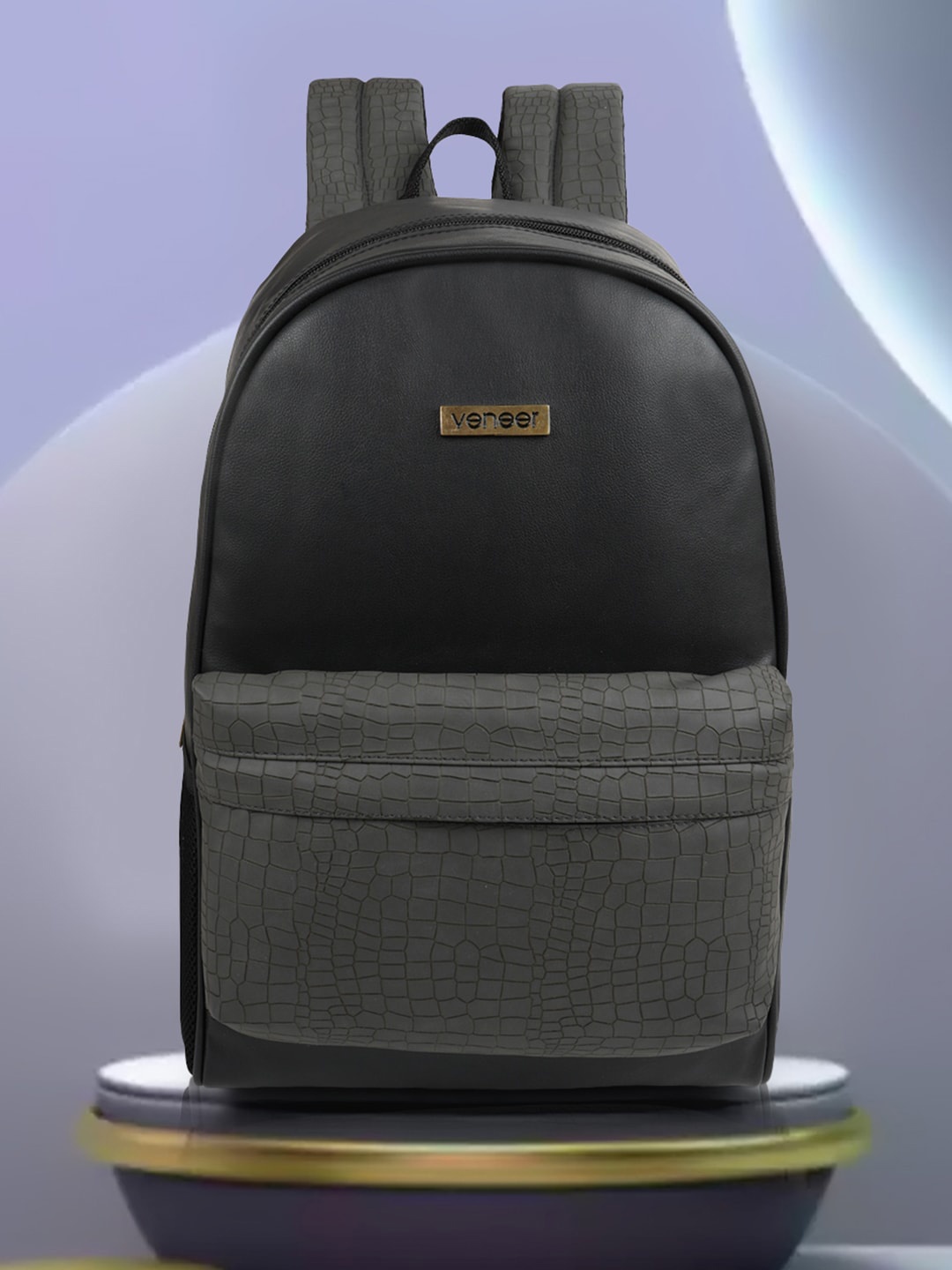 

Veneer Unisex Black & Grey Backpack