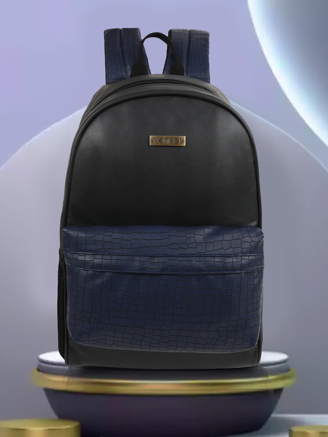 

Veneer Unisex Blue & Black Backpack