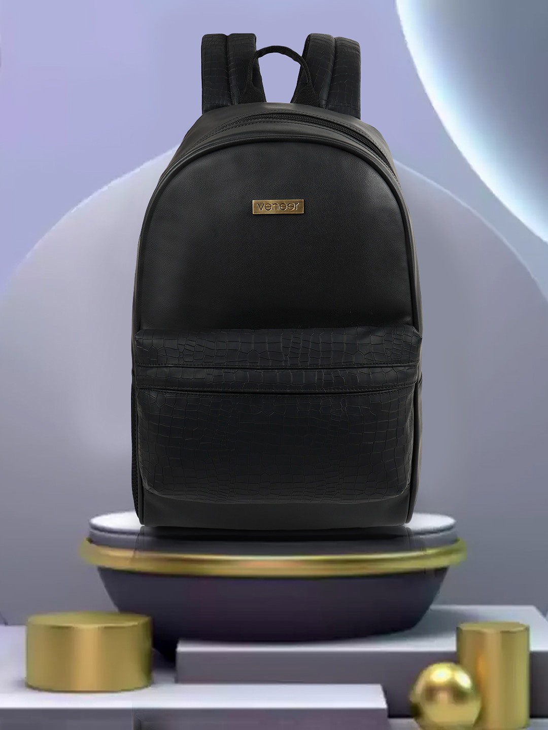 

Veneer Unisex Black Backpack