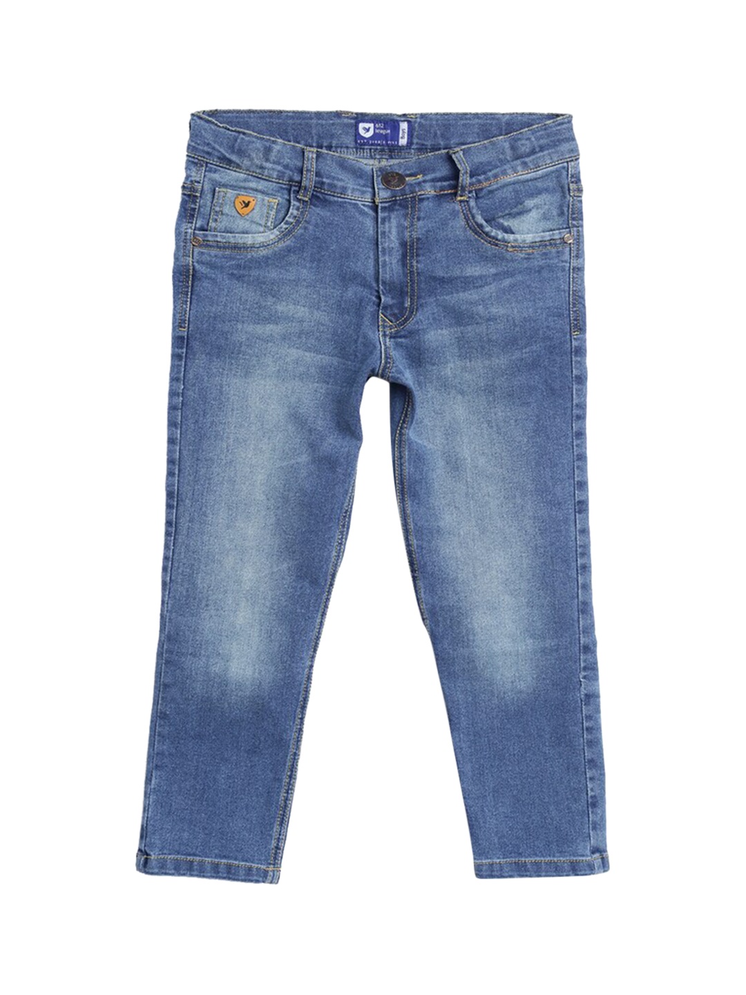 

612League Boys Blue Classic Slim Fit Light Fade Clean Look Stretchable Jeans