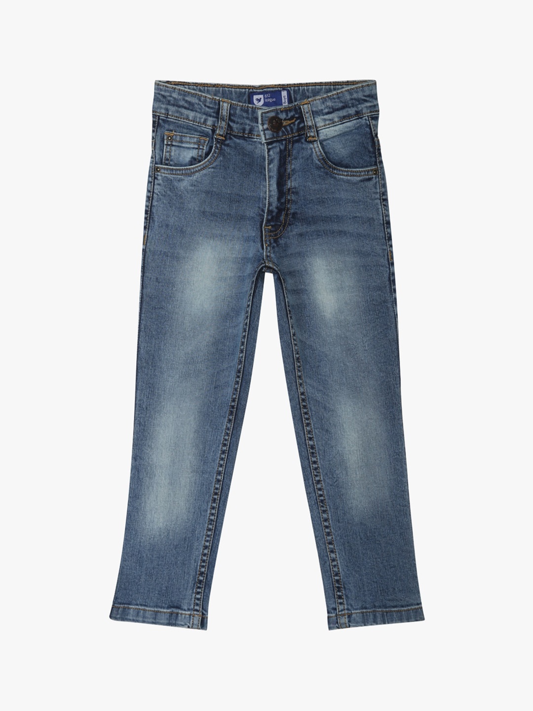 

612League Boys Blue Classic Slim Fit Light Fade Stretchable Jeans