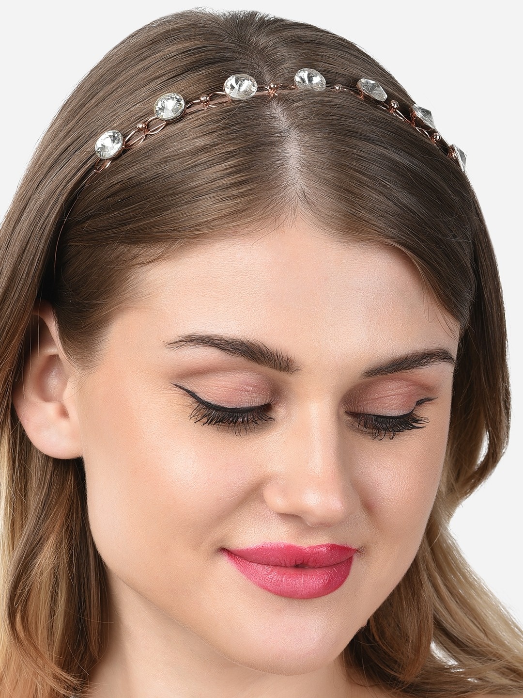 

Zaveri Pearls Women Rose Gold & White Embellished Hairband