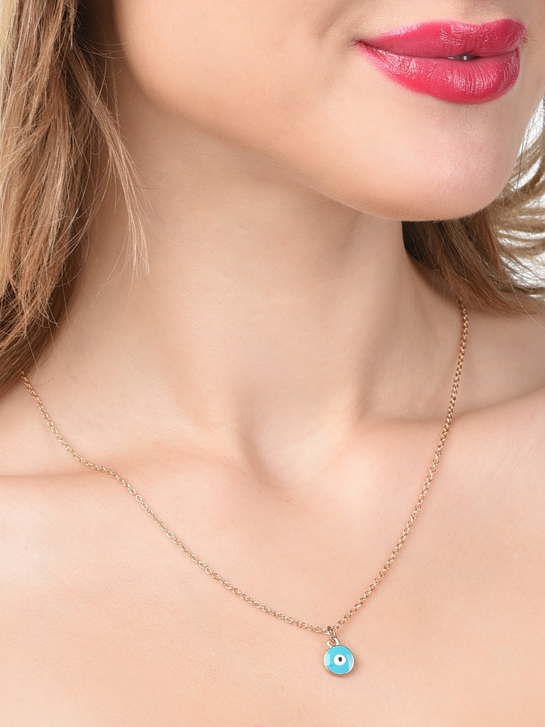 

Zaveri Pearls Women Gold-Toned & Turquoise Blue Gold-Plated Enamelled Chain