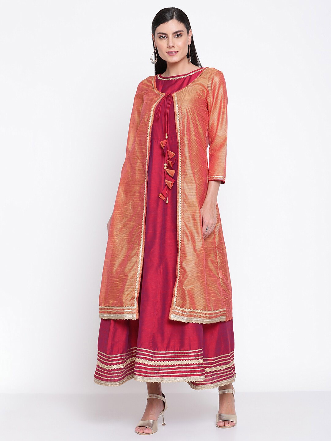 

Be Indi Women Fuchsia & Maroon Ethnic Maxi Ethnic Dress