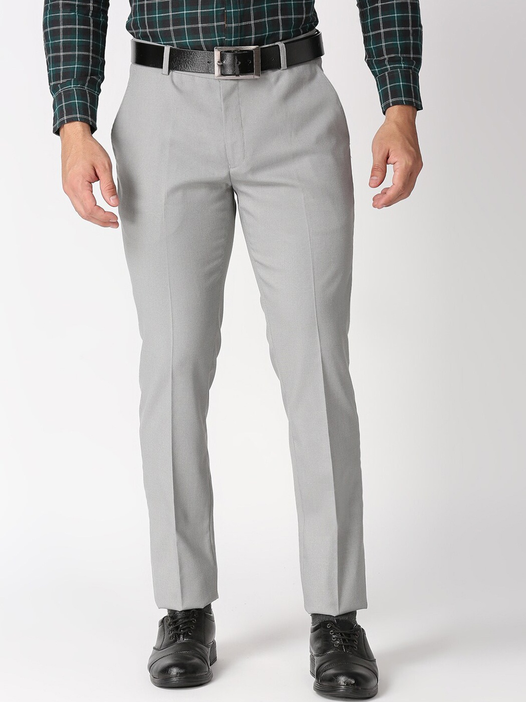 

Solemio Men Grey Checked Formal Trouser