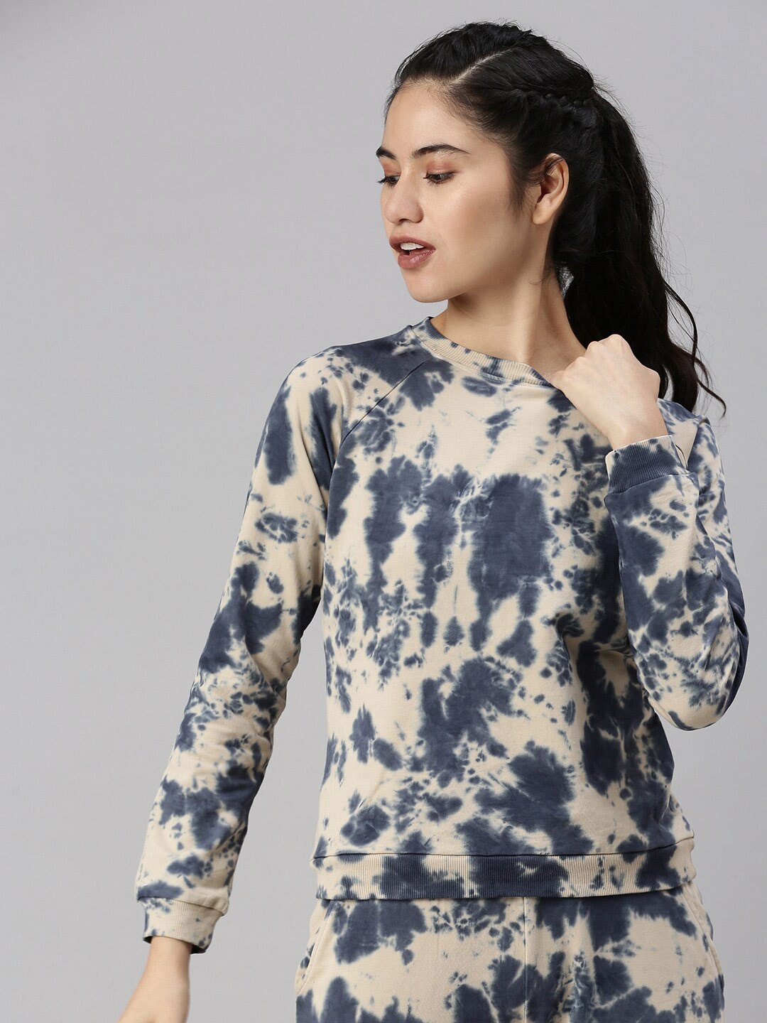 

De Moza Women Navy Blue Cotton Sweatshirt