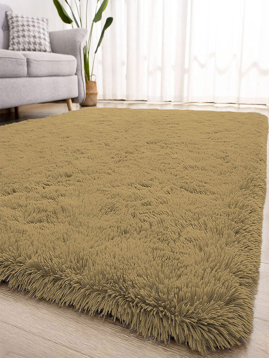 

LUXEHOME INTERNATIONAL Golden Colored Solid 2000 GSM Anti Skid Doormats, Gold