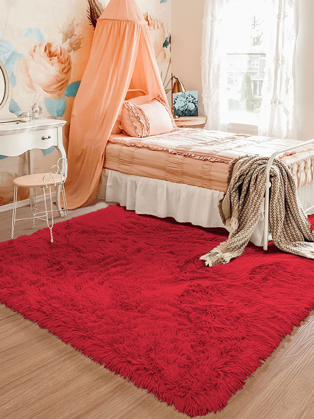 

LUXEHOME INTERNATIONAL Marino Brown Fuxe Fur Polyester Anti-Skid Carpet