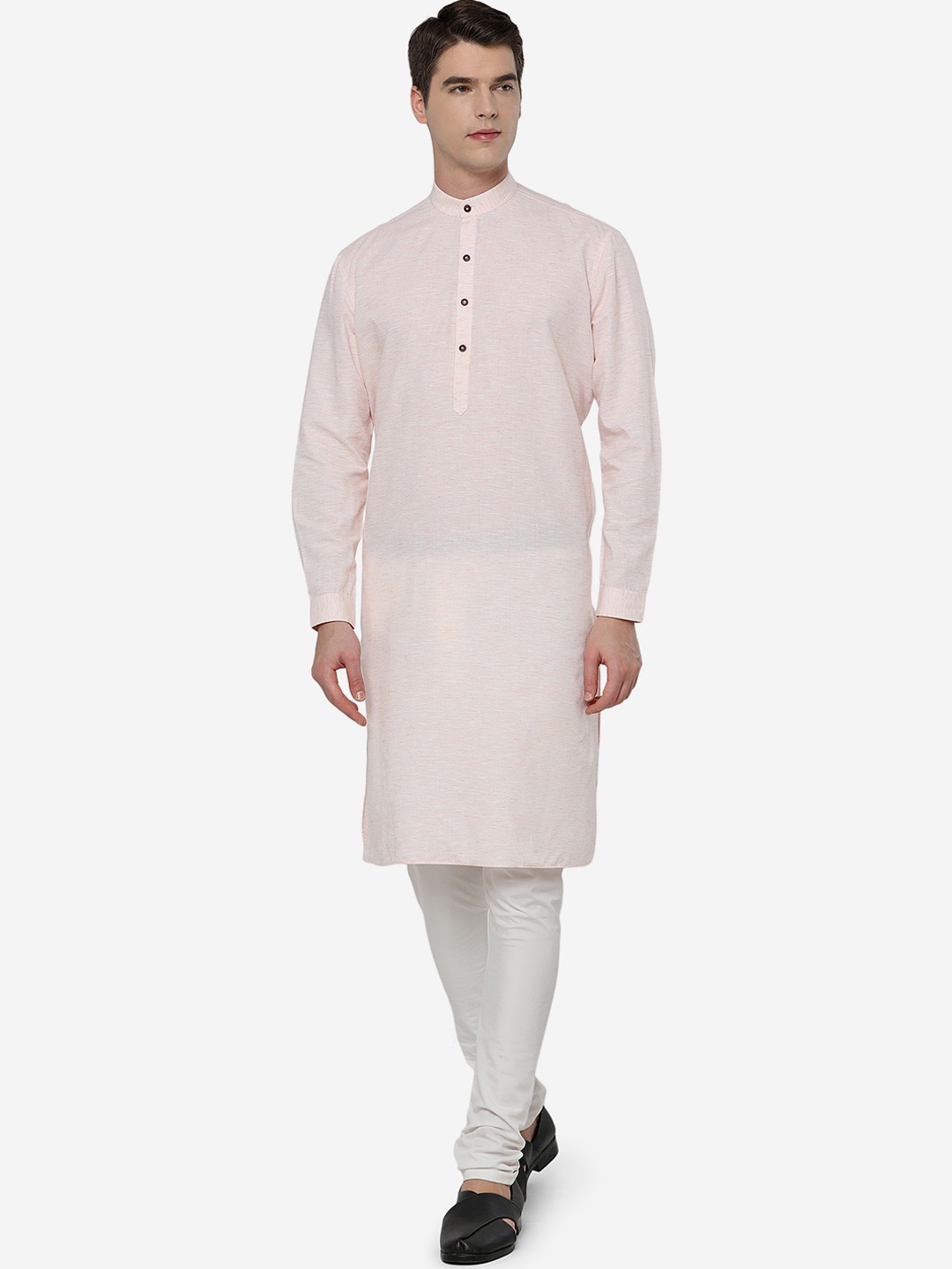 

JADE BLUE Men Peach-Coloured Cotton Kurta